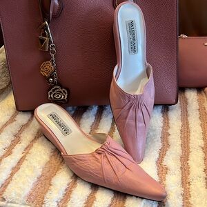Valderrama Hecho A Mano Pink Leather Luxury Mules w/Wedge Heel Size 35 Spain